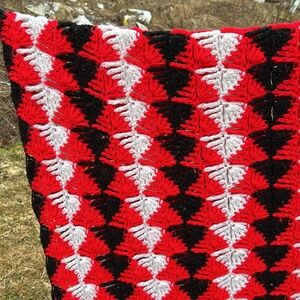 OOAK VTG Hand Crochet Afghan Blanket 1950-60 Retro Western Cottagecor Preppy MCM